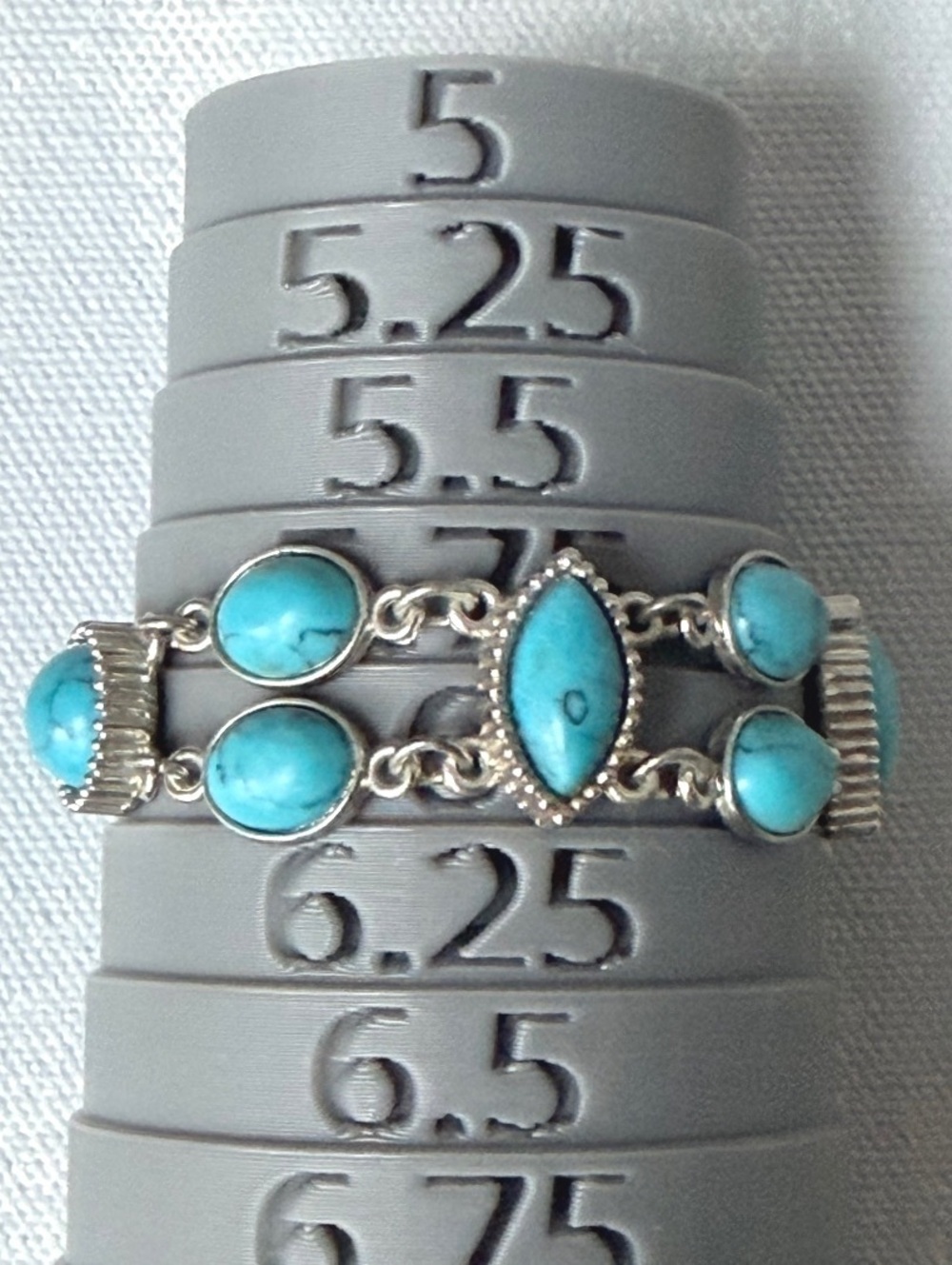 💥SOLD OUT💥Blue Howlite Silver Tone Double Strand Statement Bracelet - Picture 4 of 6